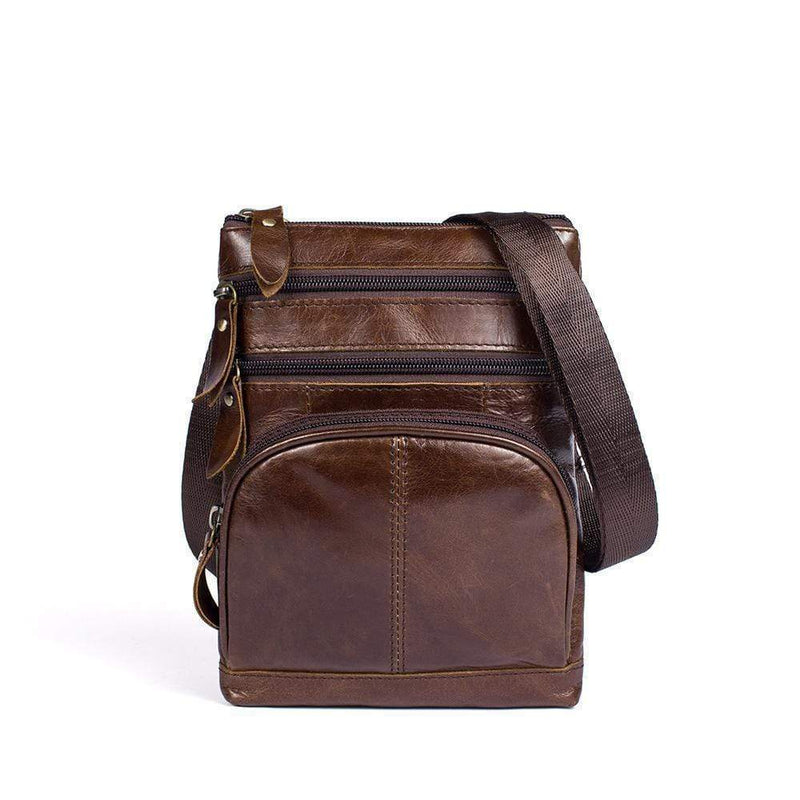 Rossie Viren Vintage Leather Deluxe Vertical Messenger Shoulder Bag-0
