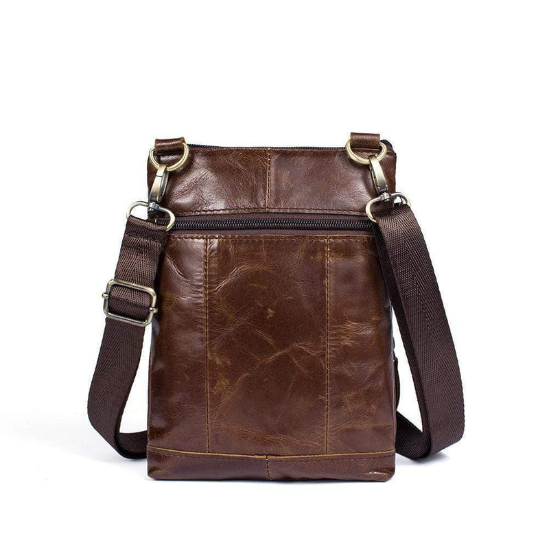 Rossie Viren Vintage Leather Deluxe Vertical Messenger Shoulder Bag-1