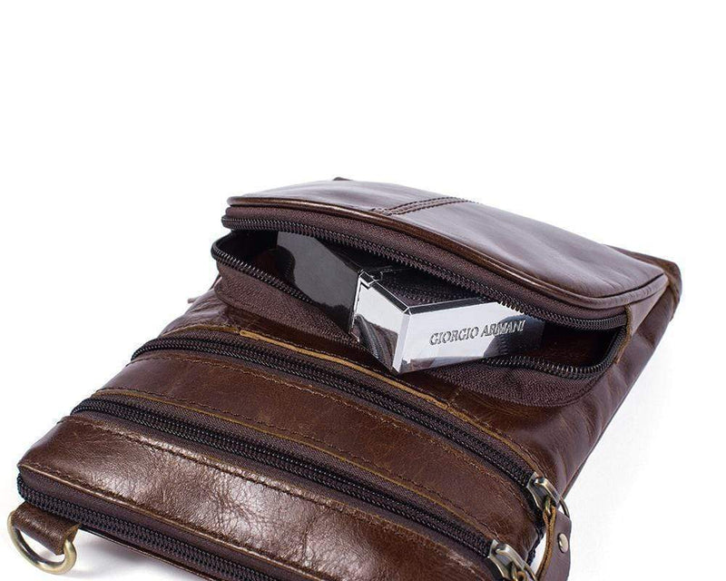 Rossie Viren Vintage Leather Deluxe Vertical Messenger Shoulder Bag-6