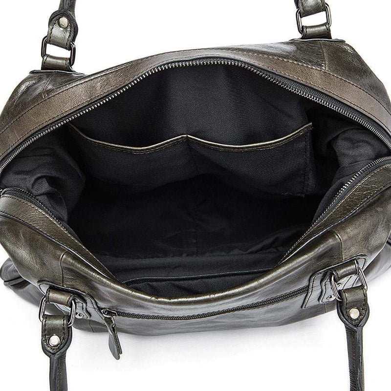 Rossie Viren  Vintage  Leather Large Travel Carry-All - Unisex Weekender Duffel Shoulder Bag-13