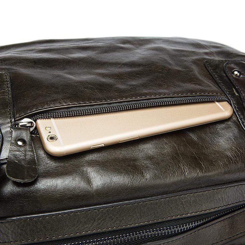 Rossie Viren  Vintage  Leather Large Travel Carry-All - Unisex Weekender Duffel Shoulder Bag-8