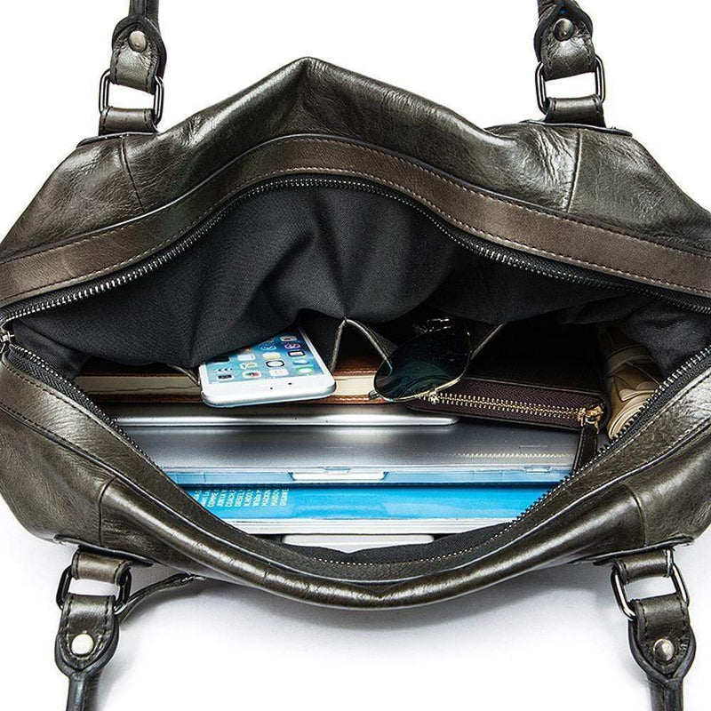 Rossie Viren  Vintage  Leather Large Travel Carry-All - Unisex Weekender Duffel Shoulder Bag-12