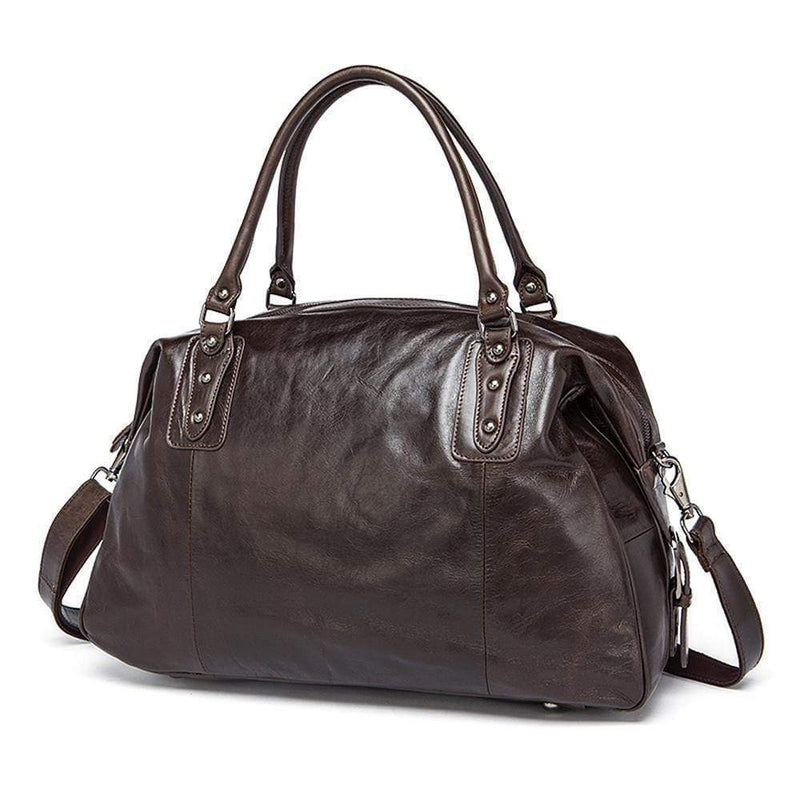 Rossie Viren  Vintage  Leather Large Travel Carry-All - Unisex Weekender Duffel Shoulder Bag-11