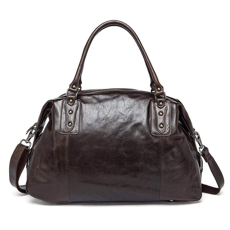 Rossie Viren  Vintage  Leather Large Travel Carry-All - Unisex Weekender Duffel Shoulder Bag-9