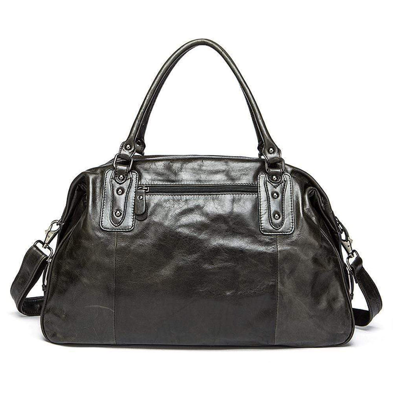 Rossie Viren  Vintage  Leather Large Travel Carry-All - Unisex Weekender Duffel Shoulder Bag-5
