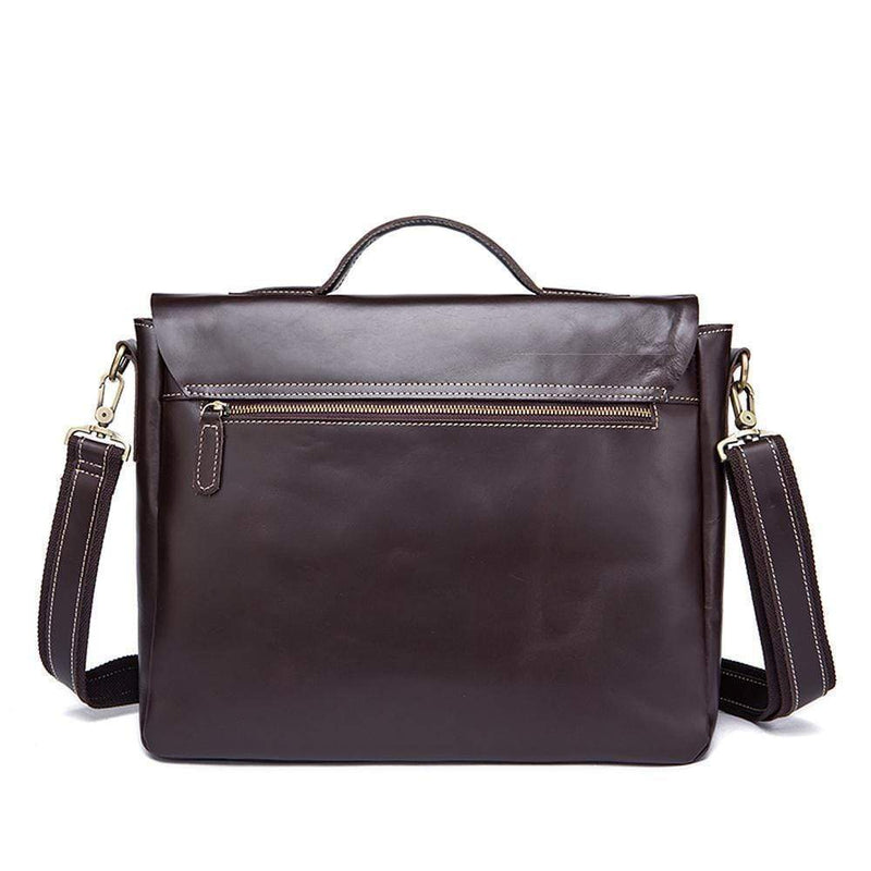 Rossie Viren Vintage Leather Men Briefcase Shoulder Bag 14" Laptop Messenger Crossbody-4