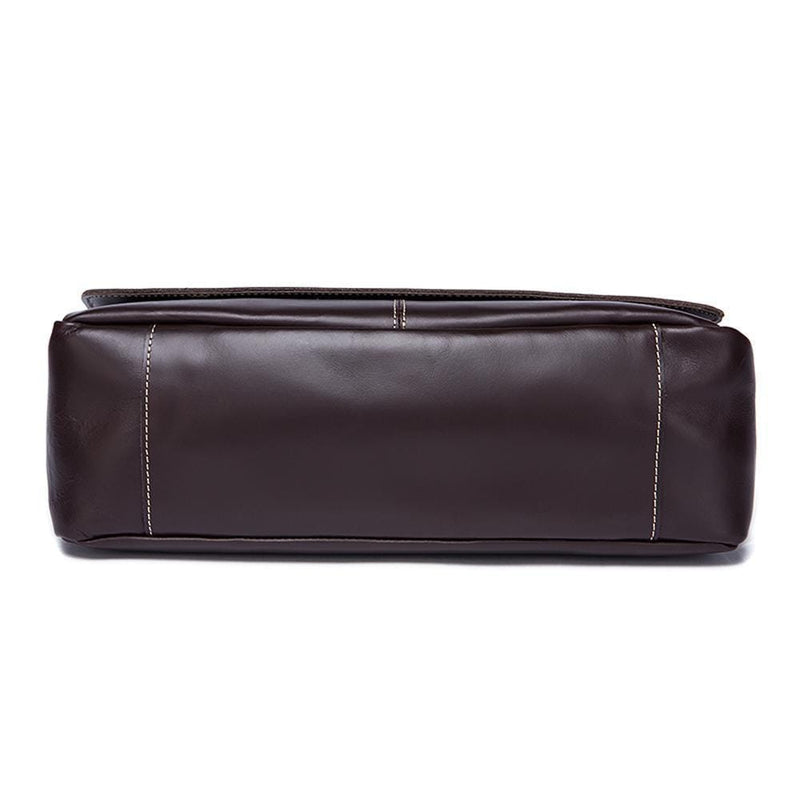 Rossie Viren Vintage Leather Men Briefcase Shoulder Bag 14" Laptop Messenger Crossbody-5