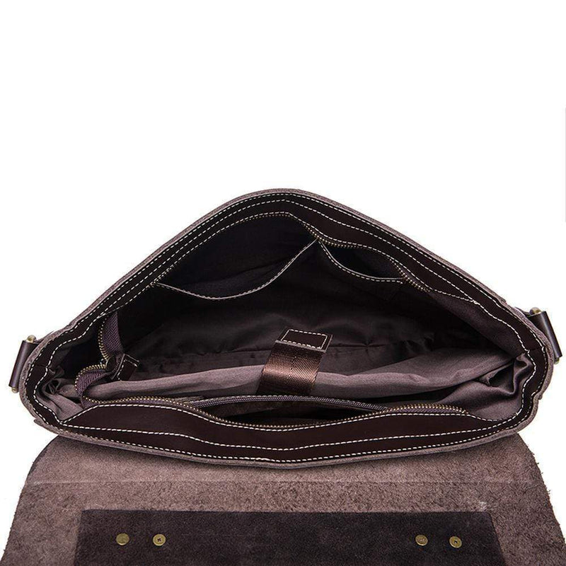 Rossie Viren Vintage Leather Men Briefcase Shoulder Bag 14" Laptop Messenger Crossbody-6