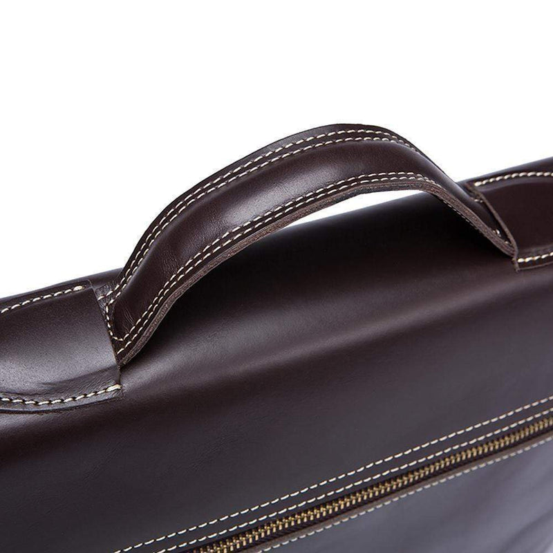 Rossie Viren Vintage Leather Men Briefcase Shoulder Bag 14" Laptop Messenger Crossbody-3