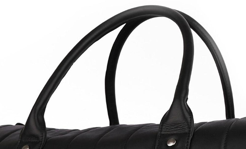 Rossie Viren Vintage Leather Pleated Duffel Travel Weekend Holdall Bags-6