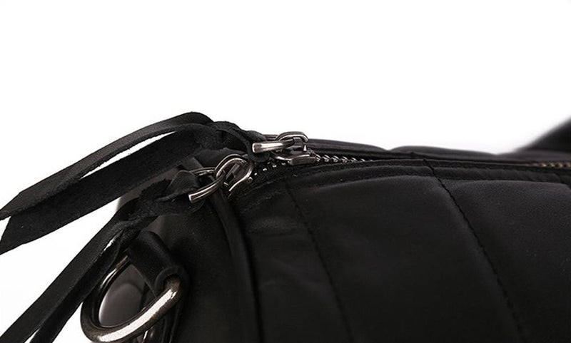 Rossie Viren Vintage Leather Pleated Duffel Travel Weekend Holdall Bags-7