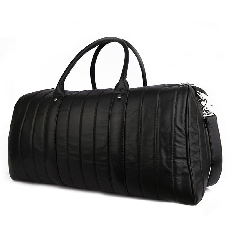 Rossie Viren Vintage Leather Pleated Duffel Travel Weekend Holdall Bags-5