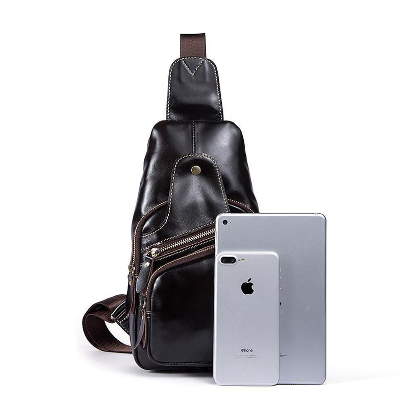 Rossie Viren Vintage Leather Sling Bag Shoulder USB Charging Crossbody Men Chest Bags Outdoor Sport Travel Daypack-1