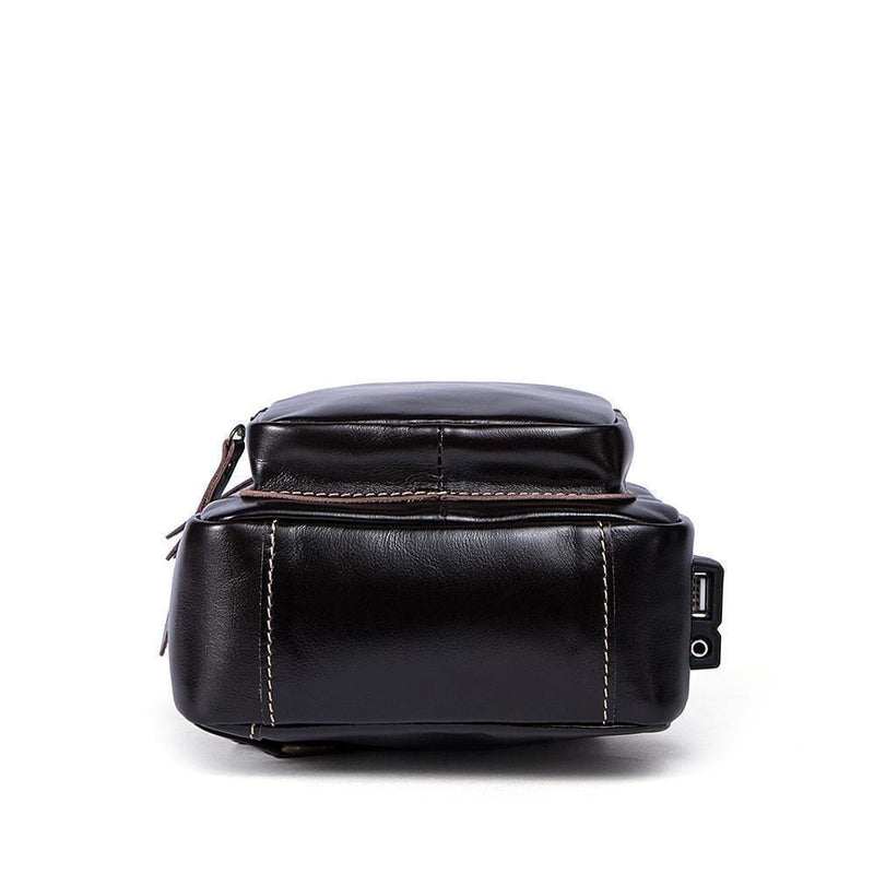 Rossie Viren Vintage Leather Sling Bag Shoulder USB Charging Crossbody Men Chest Bags Outdoor Sport Travel Daypack-4