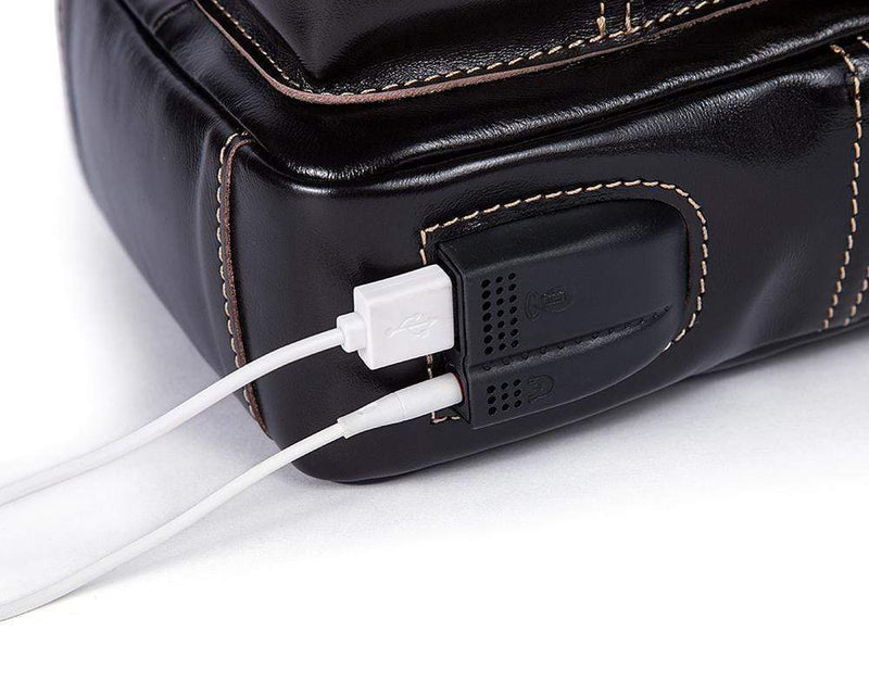 Rossie Viren Vintage Leather Sling Bag Shoulder USB Charging Crossbody Men Chest Bags Outdoor Sport Travel Daypack-7