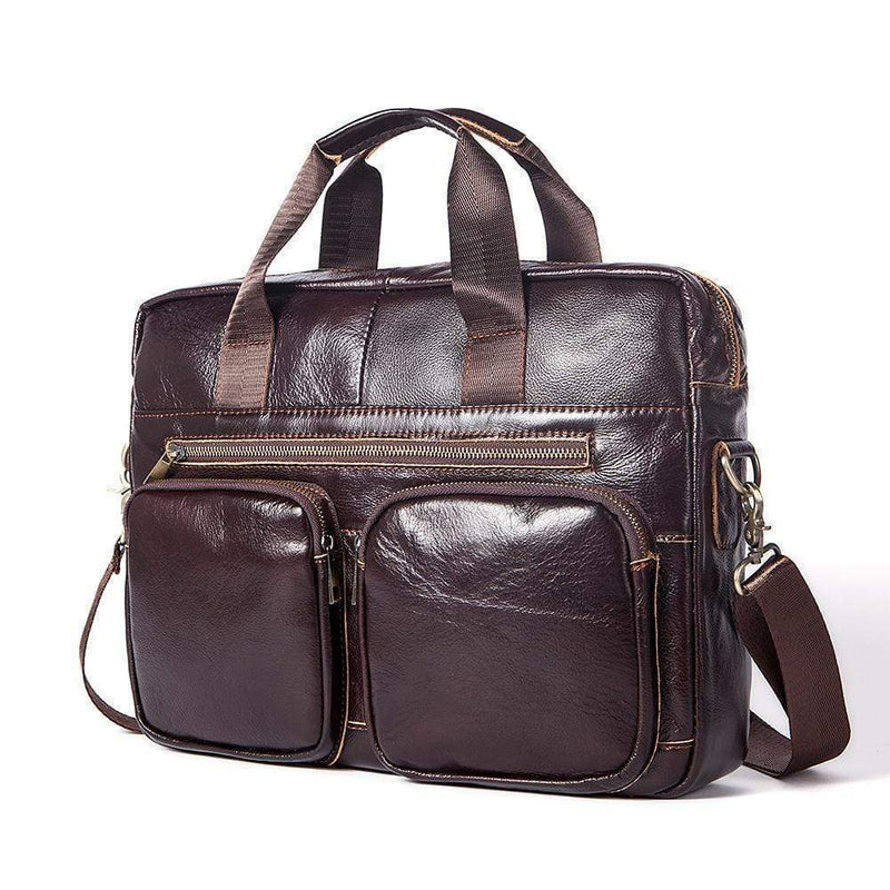 Rossie Viren Vintage Retro Brown  Leather Men's  Briefcase Messenger  Bag-2
