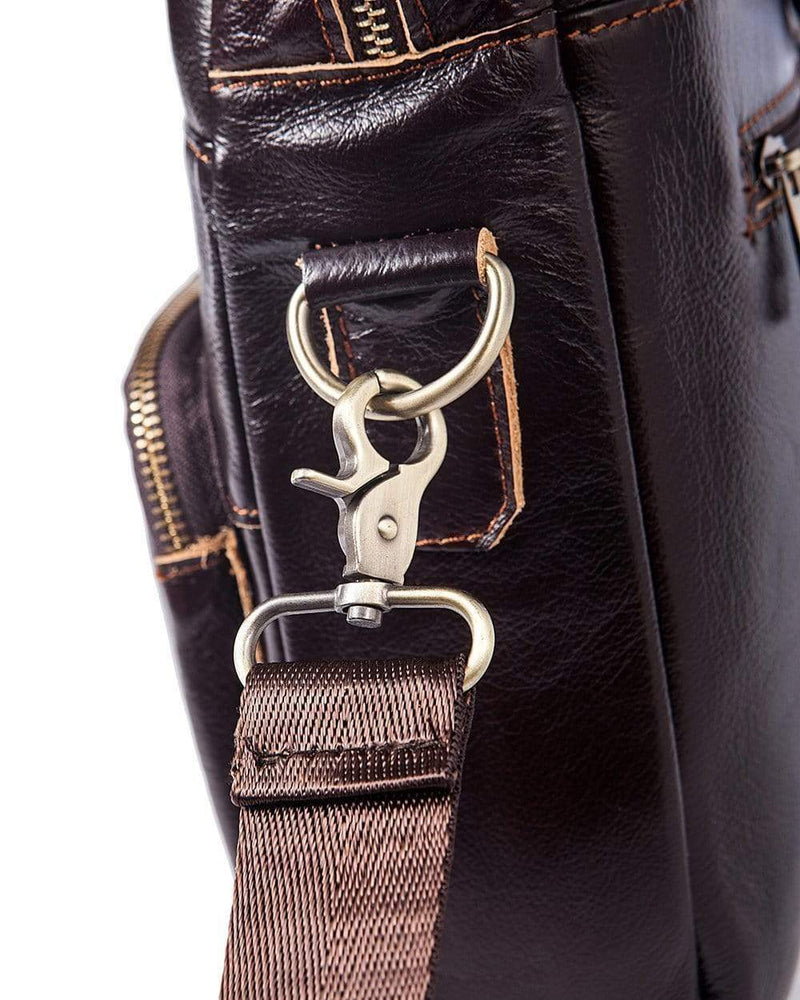 Rossie Viren Vintage Retro Brown  Leather Men's  Briefcase Messenger  Bag-8