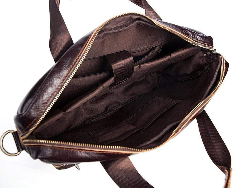Rossie Viren Vintage Retro Brown  Leather Men's  Briefcase Messenger  Bag-10