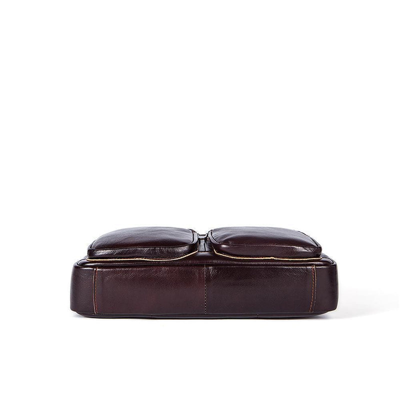 Rossie Viren Vintage Retro Brown  Leather Men's  Briefcase Messenger  Bag-5