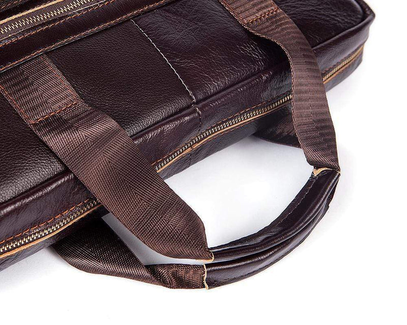Rossie Viren Vintage Retro Brown  Leather Men's  Briefcase Messenger  Bag-7