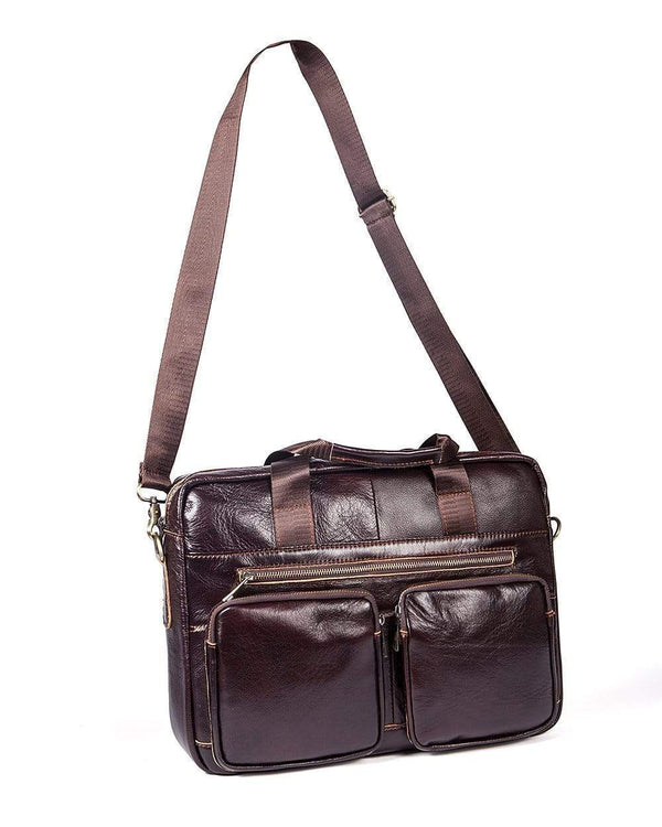 Rossie Viren Vintage Retro Brown  Leather Men's  Briefcase Messenger  Bag-1