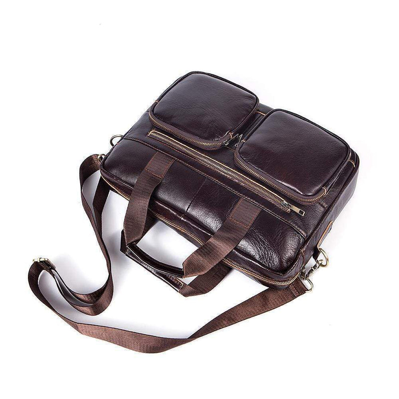 Rossie Viren Vintage Retro Brown  Leather Men's  Briefcase Messenger  Bag-6