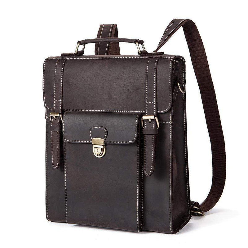 Rossie Viren Vintage Retro Brown Leather Men's  Briefcase Messenger Satchel Postmen Bag-1