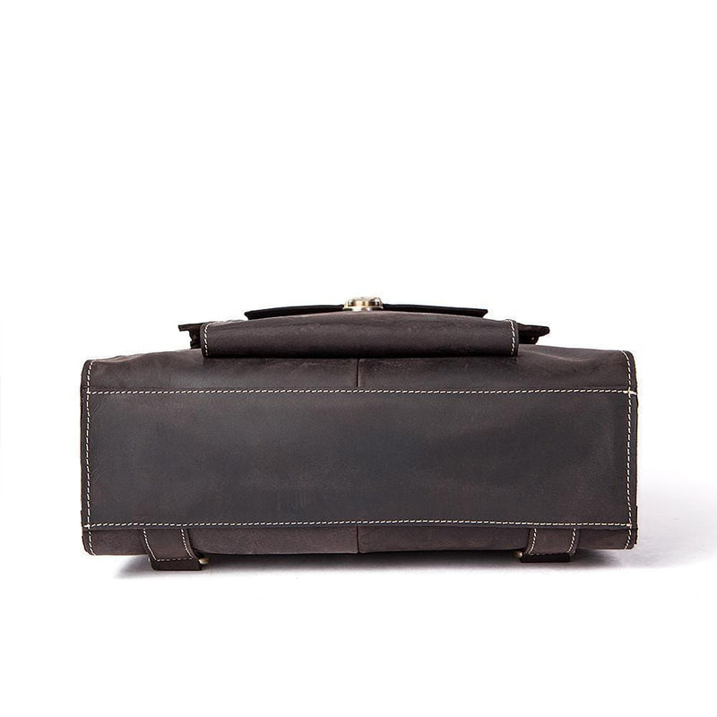 Rossie Viren Vintage Retro Brown Leather Men's  Briefcase Messenger Satchel Postmen Bag-5
