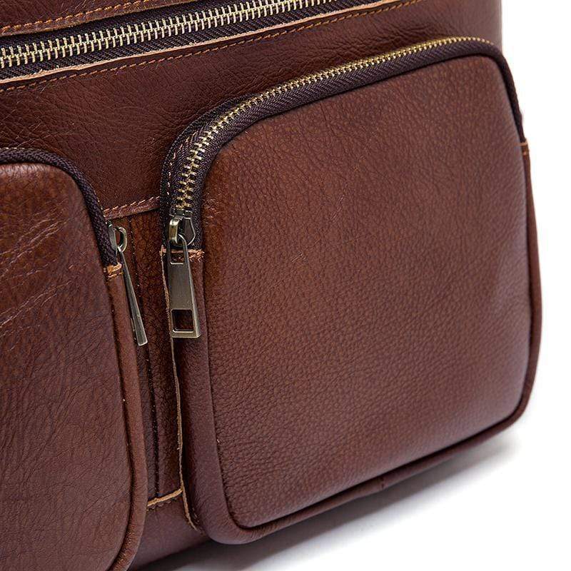 Rossie Viren Vintage Retro Tan  Leather Men's  Briefcase Messenger  Bag-7