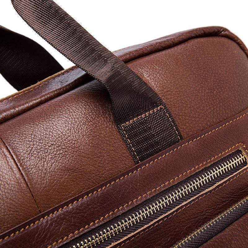 Rossie Viren Vintage Retro Tan  Leather Men's  Briefcase Messenger  Bag-10