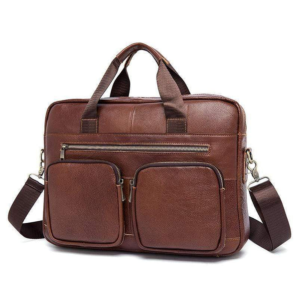 Rossie Viren Vintage Retro Tan  Leather Men's  Briefcase Messenger  Bag-1