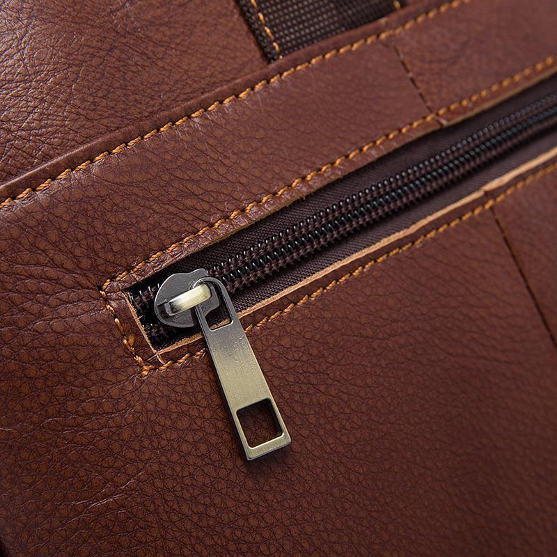 Rossie Viren Vintage Retro Tan  Leather Men's  Briefcase Messenger  Bag-5