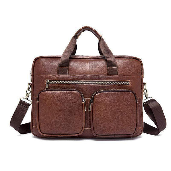 Rossie Viren Vintage Retro Tan  Leather Men's  Briefcase Messenger  Bag-0