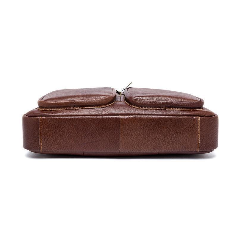 Rossie Viren Vintage Retro Tan  Leather Men's  Briefcase Messenger  Bag-9