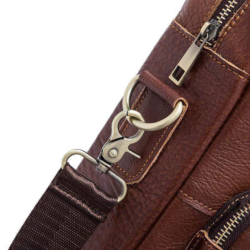 Rossie Viren Vintage Retro Tan  Leather Men's  Briefcase Messenger  Bag-6
