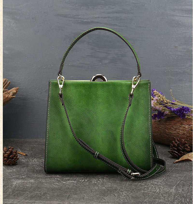 Vintage Leather Casual Box Shoulder Bag Small Square Bag-9