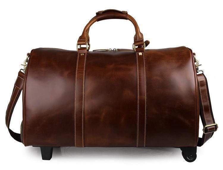 Vintage Tan Leather Carry-On Luggage Bags-5