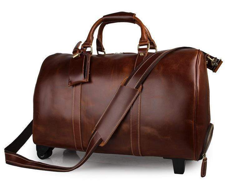 Vintage Tan Leather Carry-On Luggage Bags-4