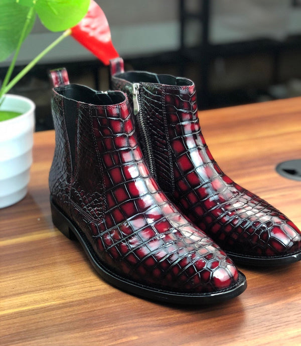 Vintage Wine Red Chelsea Boots-0
