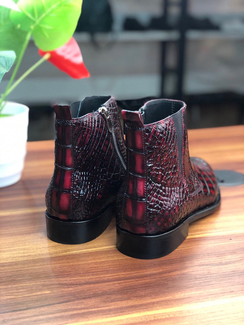 Vintage Wine Red Chelsea Boots-5