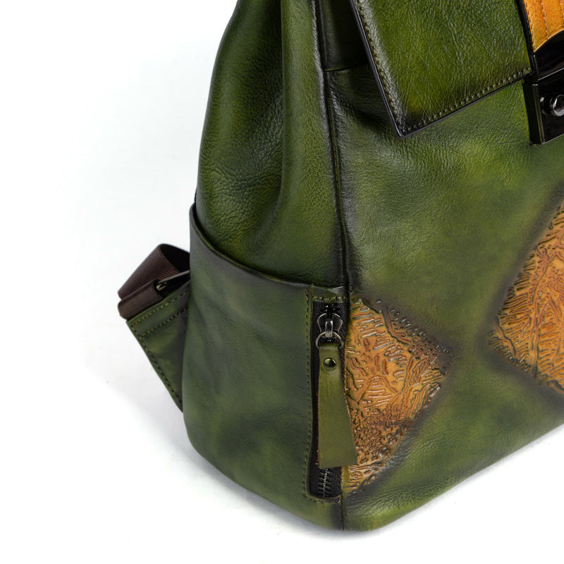 Women’s Vintage Leather Backpack Handle Shoulder Bag-12