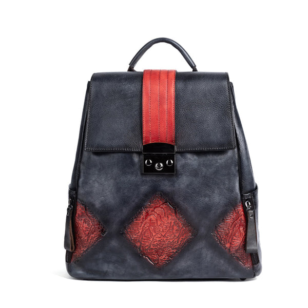 Women’s Vintage Leather Backpack Handle Shoulder Bag-1