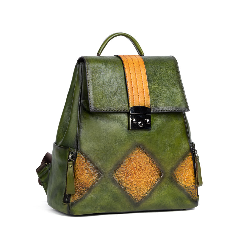 Women’s Vintage Leather Backpack Handle Shoulder Bag-4