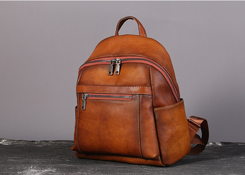 Womens Vintage Leather Backpack-2