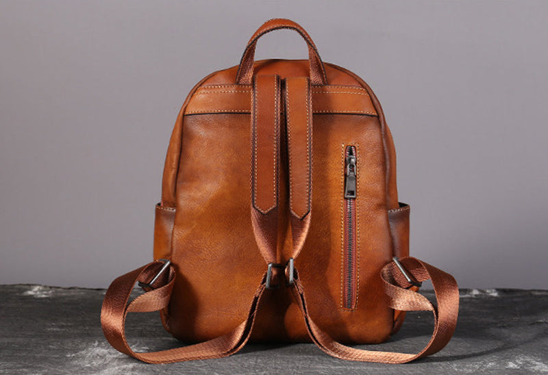 Womens Vintage Leather Backpack-3