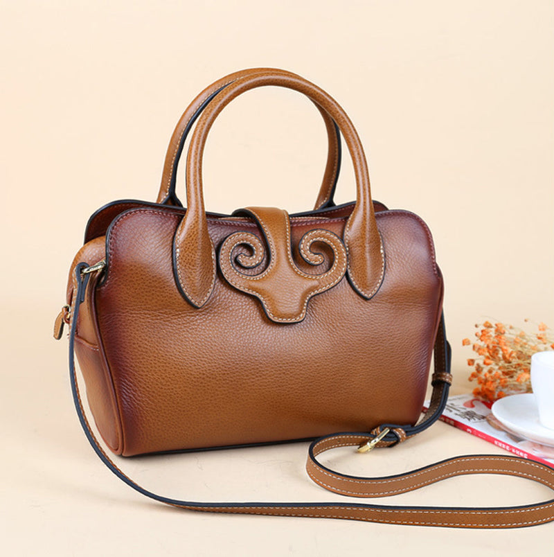 Womens Vintage Leather Top Handle Bag Medium-1