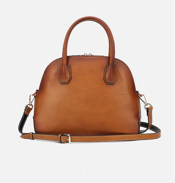 Womens Vintage Leather Top Handle Satchel Bag-0