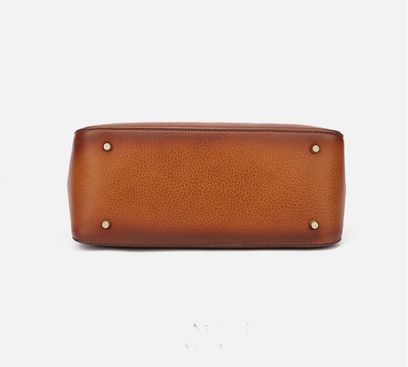 Womens Vintage Leather Top Handle Satchel Bag-3