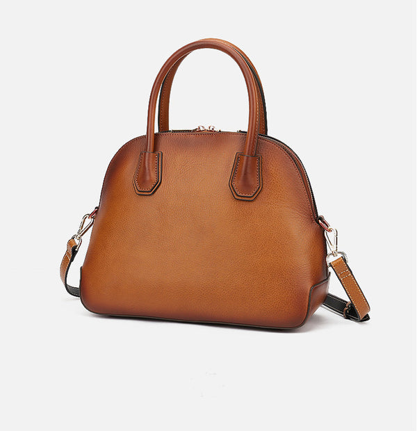 Womens Vintage Leather Top Handle Satchel Bag-1