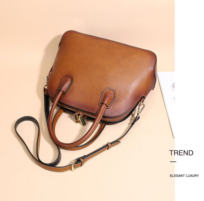 Womens Vintage Leather Top Handle Satchel Bag-8